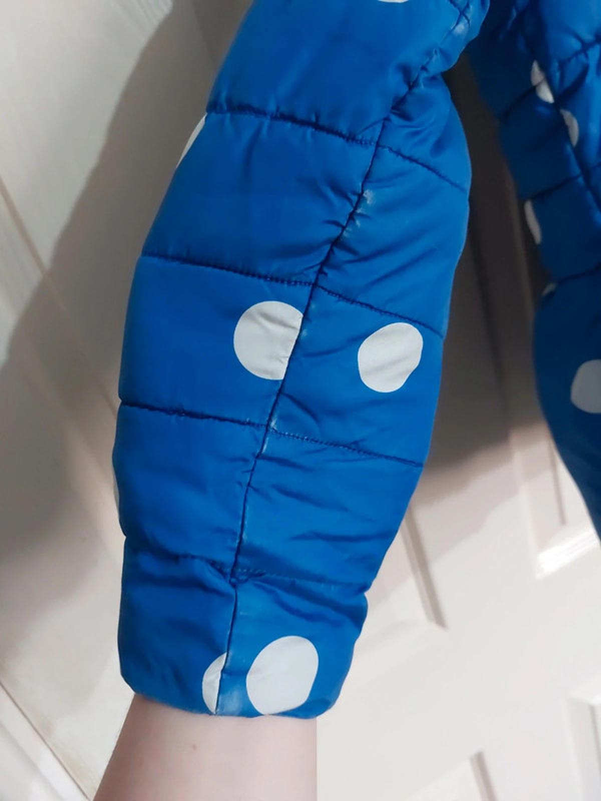Blue polka dot coat