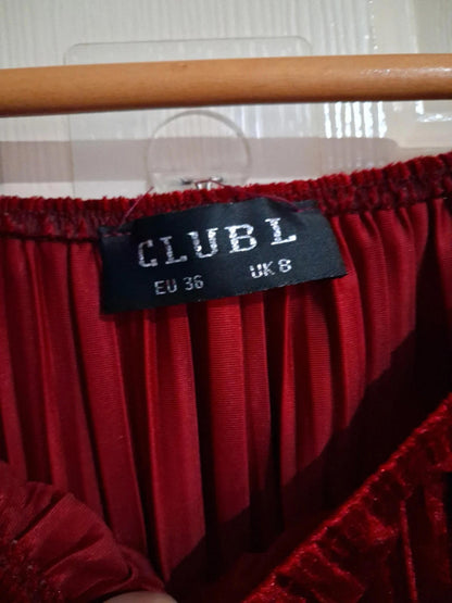 Velvet burgundy dress UK8