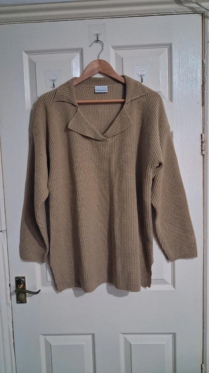 Ribbed beige jumper UK14/16