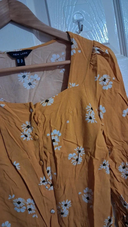 Floral mustard blouse UK10