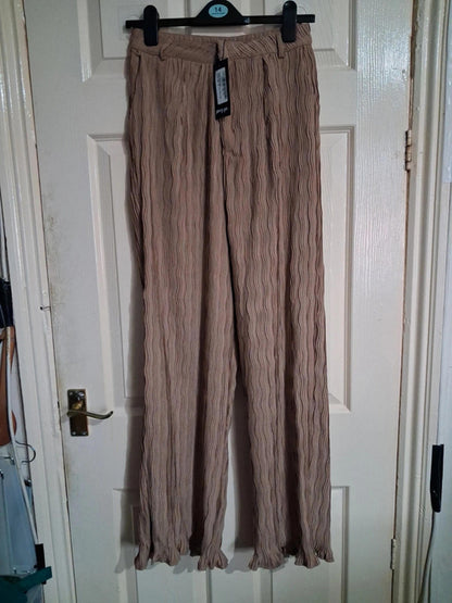 Brown pleated trousers UK8