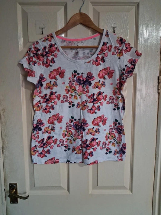 White floral t-shirt UK14