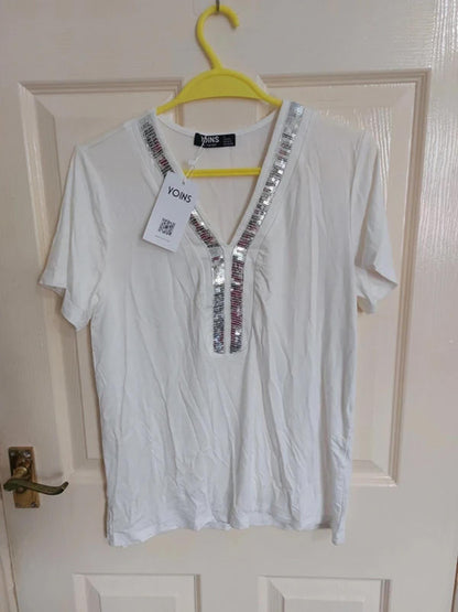 Sparkly cream top UK S/8/10