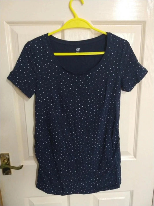 Polka dot navy t-shirt UK M